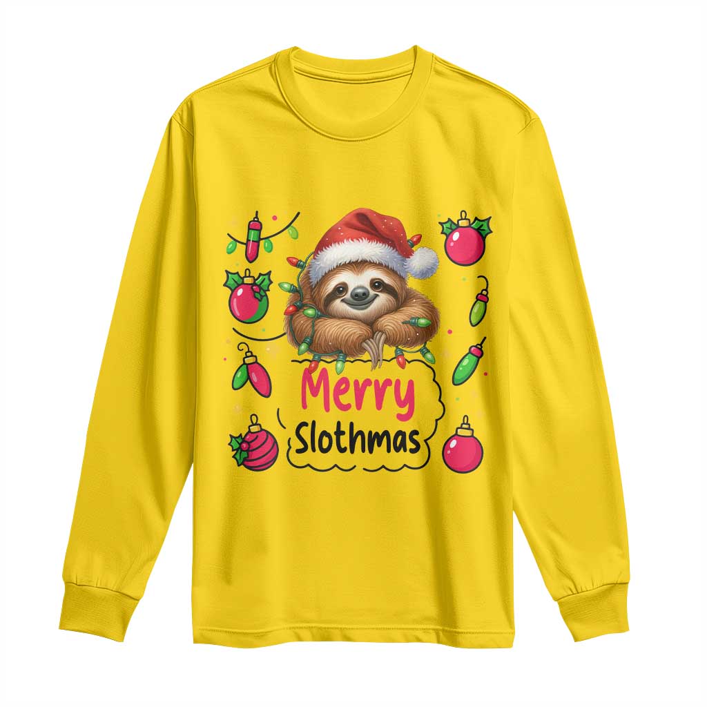 Funny Christmas Sloth Long Sleeve Shirt Merry Slothmas TS12 Daisy Print Your Wear