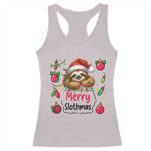 Funny Christmas Sloth Racerback Tank Top Merry Slothmas TS12 Ice Gray Print Your Wear
