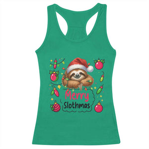 Funny Christmas Sloth Racerback Tank Top Merry Slothmas TS12 Irish Green Print Your Wear