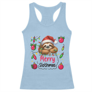 Funny Christmas Sloth Racerback Tank Top Merry Slothmas TS12 Light Blue Print Your Wear