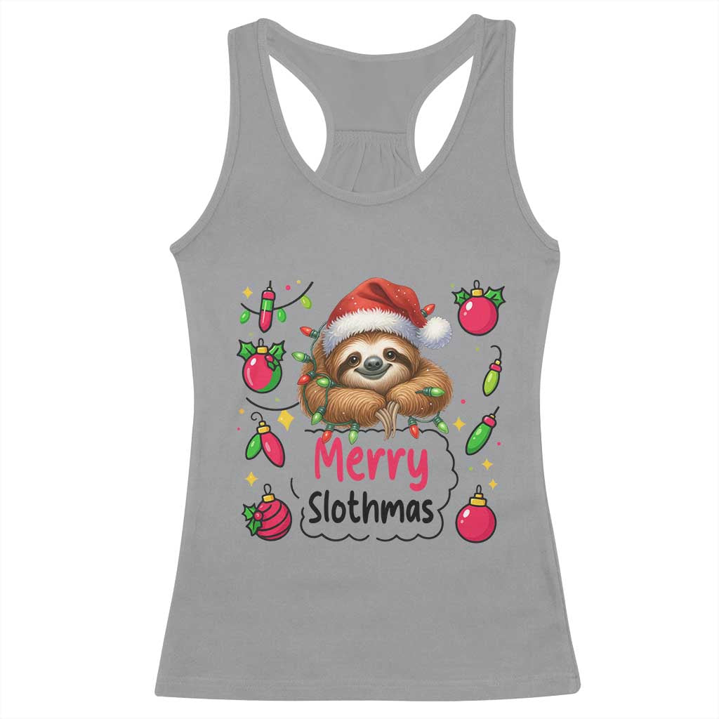 Funny Christmas Sloth Racerback Tank Top Merry Slothmas TS12 Sport Gray Print Your Wear