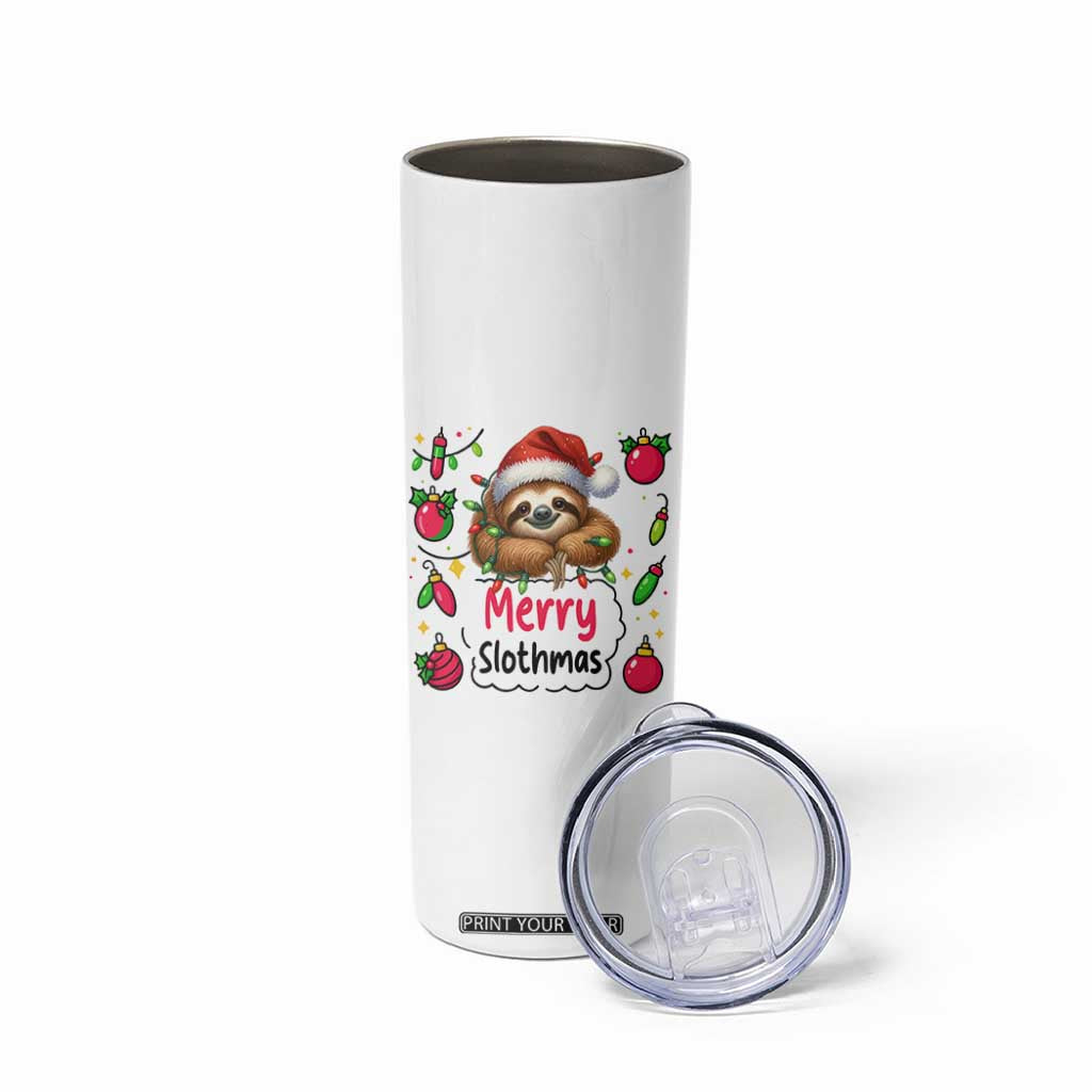 Funny Christmas Sloth Skinny Tumbler Merry Slothmas TS12 Print Your Wear
