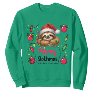 Funny Christmas Sloth Sweatshirt Merry Slothmas TS12 Irish Green Print Your Wear