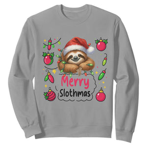 Funny Christmas Sloth Sweatshirt Merry Slothmas TS12 Sport Gray Print Your Wear