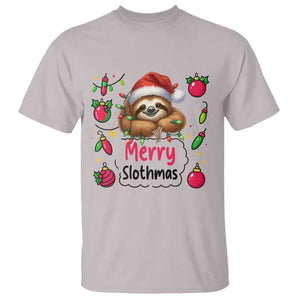 Funny Christmas Sloth T Shirt Merry Slothmas TS12 Ice Gray Print Your Wear