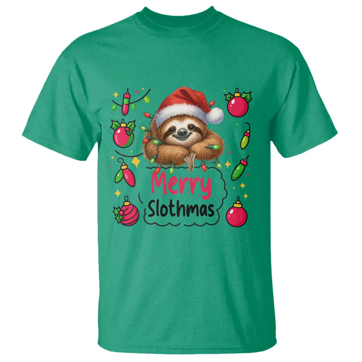 Funny Christmas Sloth T Shirt Merry Slothmas TS12 Irish Green Print Your Wear