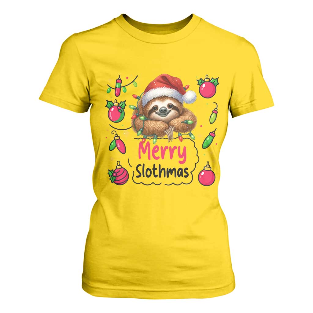 Funny Christmas Sloth T Shirt For Women Merry Slothmas TS12 Daisy Print Your Wear