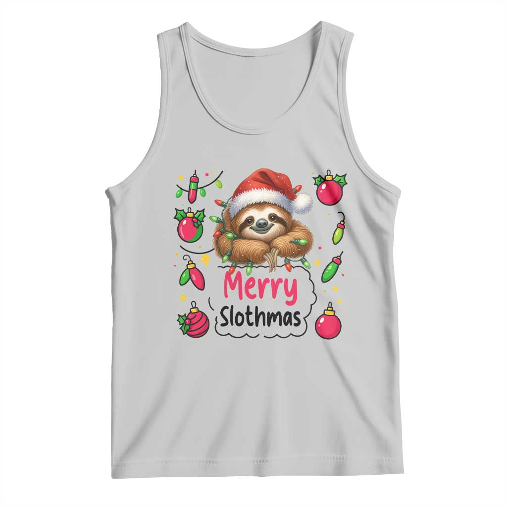 Funny Christmas Sloth Tank Top Merry Slothmas TS12 Ash Print Your Wear