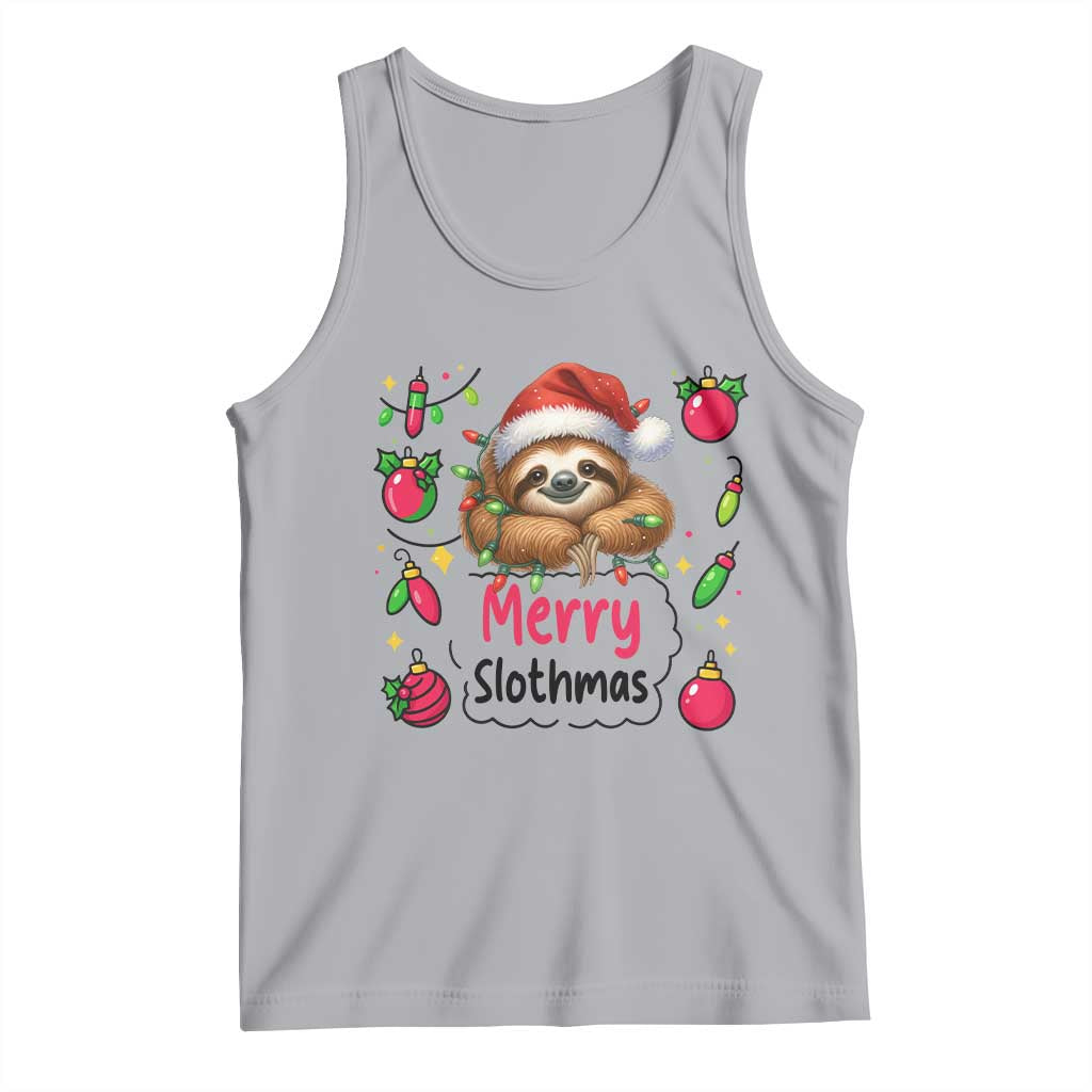 Funny Christmas Sloth Tank Top Merry Slothmas TS12 Athletic Heather Print Your Wear