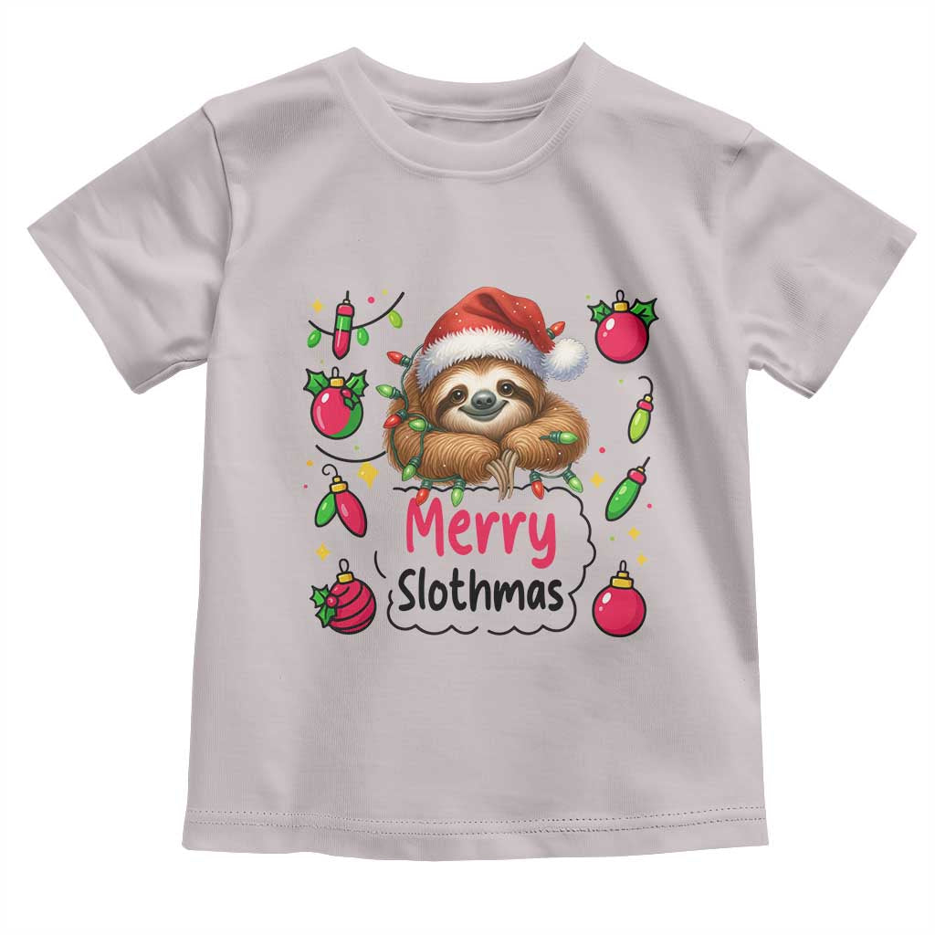 Funny Christmas Sloth Toddler T Shirt Merry Slothmas TS12 Ice Gray Print Your Wear