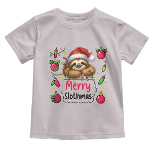 Funny Christmas Sloth Toddler T Shirt Merry Slothmas TS12 Ice Gray Print Your Wear