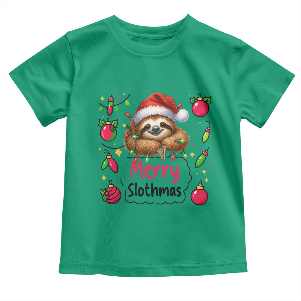 Funny Christmas Sloth Toddler T Shirt Merry Slothmas TS12 Irish Green Print Your Wear
