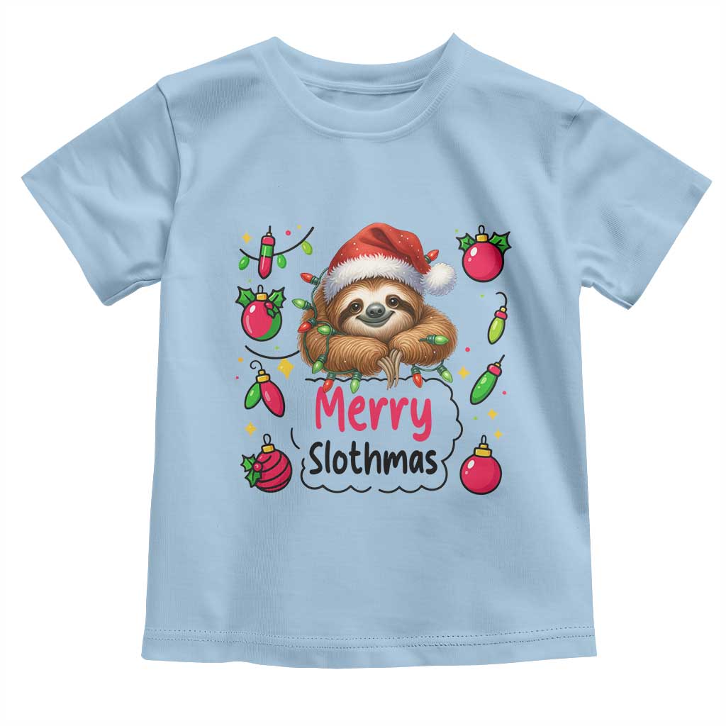 Funny Christmas Sloth Toddler T Shirt Merry Slothmas TS12 Light Blue Print Your Wear