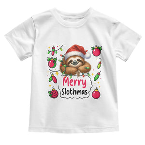 Funny Christmas Sloth Toddler T Shirt Merry Slothmas TS12 White Print Your Wear
