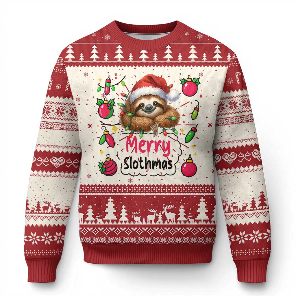 Funny Xmas Sloth Ugly Christmas Sweater Merry Slothmas TS12 Red Print Your Wear