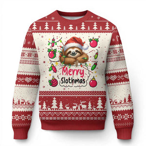 Funny Xmas Sloth Ugly Christmas Sweater Merry Slothmas TS12 Red Print Your Wear