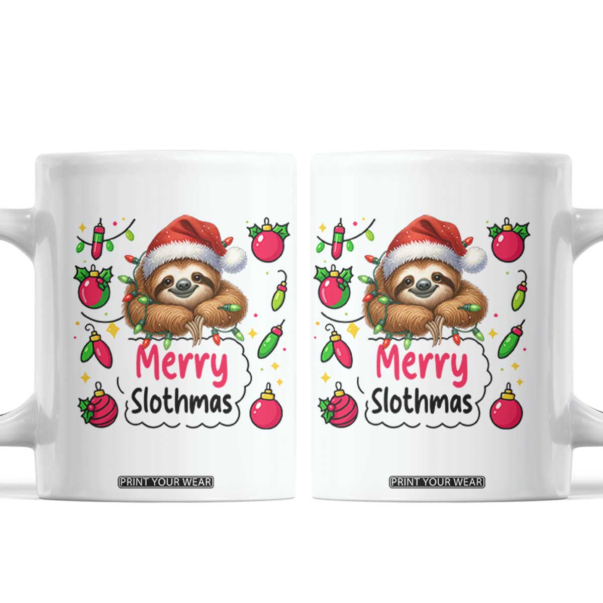 Funny Christmas Sloth Coffee Mug Merry Slothmas TS12 White Print Your Wear