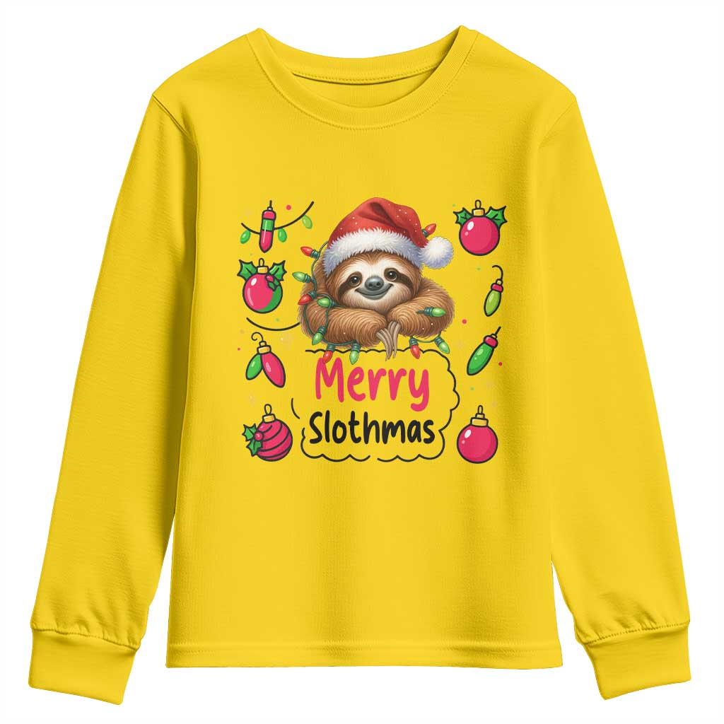Funny Christmas Sloth Youth Sweatshirt Merry Slothmas TS12 Daisy Print Your Wear