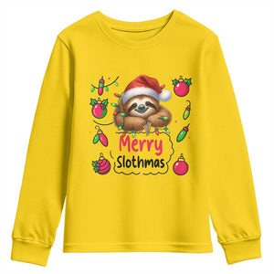 Funny Christmas Sloth Youth Sweatshirt Merry Slothmas TS12 Daisy Print Your Wear