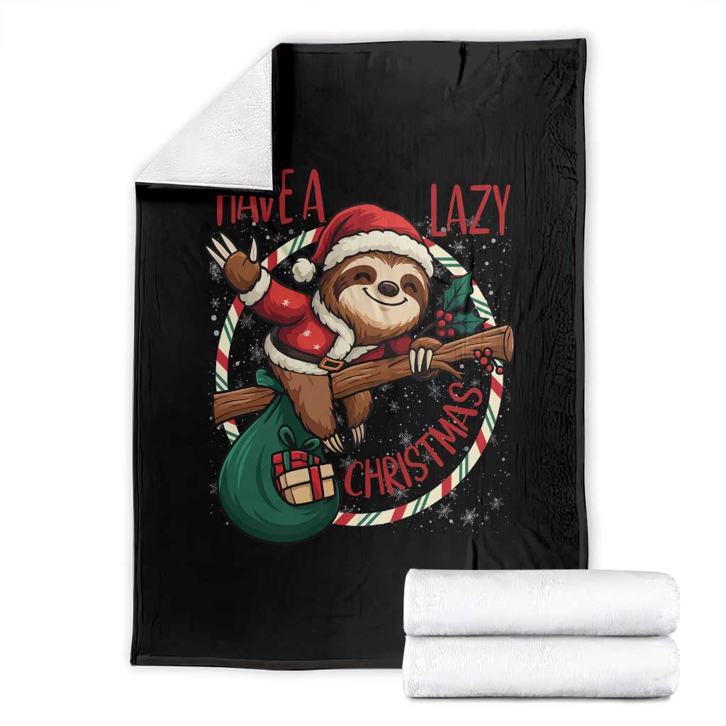 Have A Lazy Christmas Throw Blanket Cute Xmas Sloth TS12 Black Print Your Wear