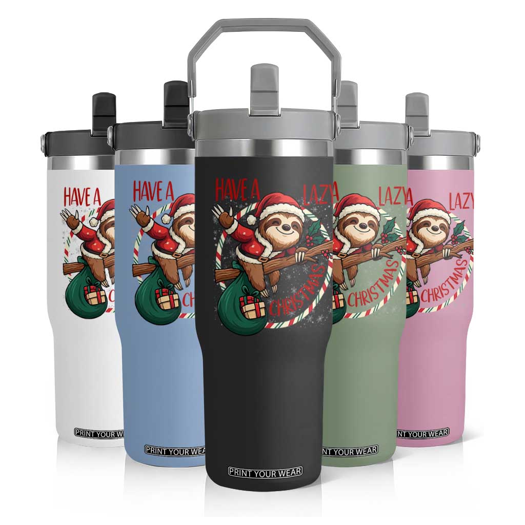 Have A Lazy Christmas Flip Straw Tumbler Cute Xmas Sloth TS12 Print Your Wear