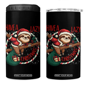 Have A Lazy Christmas 4 in 1 Can Cooler Tumbler Cute Xmas Sloth TS12 One Size: 16 oz Black Print Your Wear