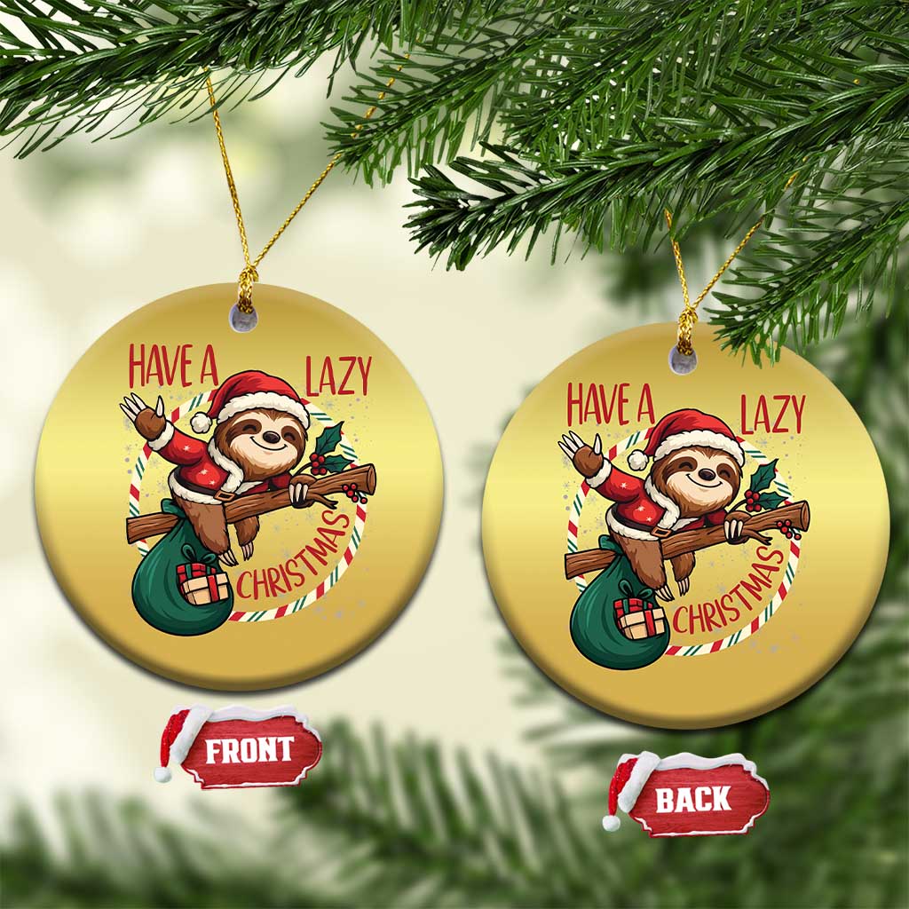 Have A Lazy Xmas Christmas Ornament Cute Xmas Sloth TS12 Circle Gold Print Your Wear