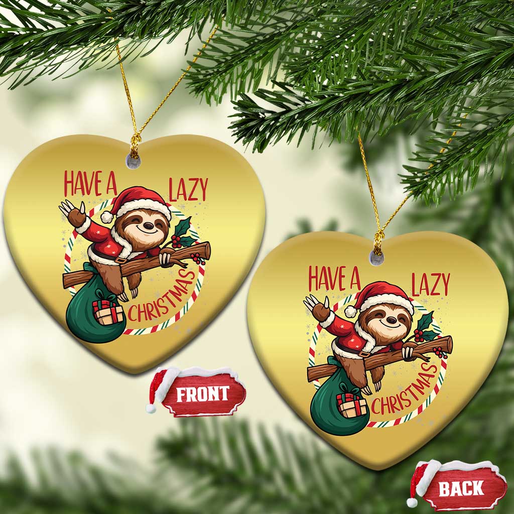 Have A Lazy Xmas Christmas Ornament Cute Xmas Sloth TS12 Heart Gold Print Your Wear