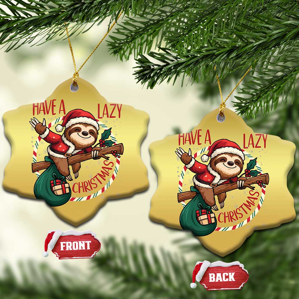 Have A Lazy Xmas Christmas Ornament Cute Xmas Sloth TS12 Snow Flake Gold Print Your Wear