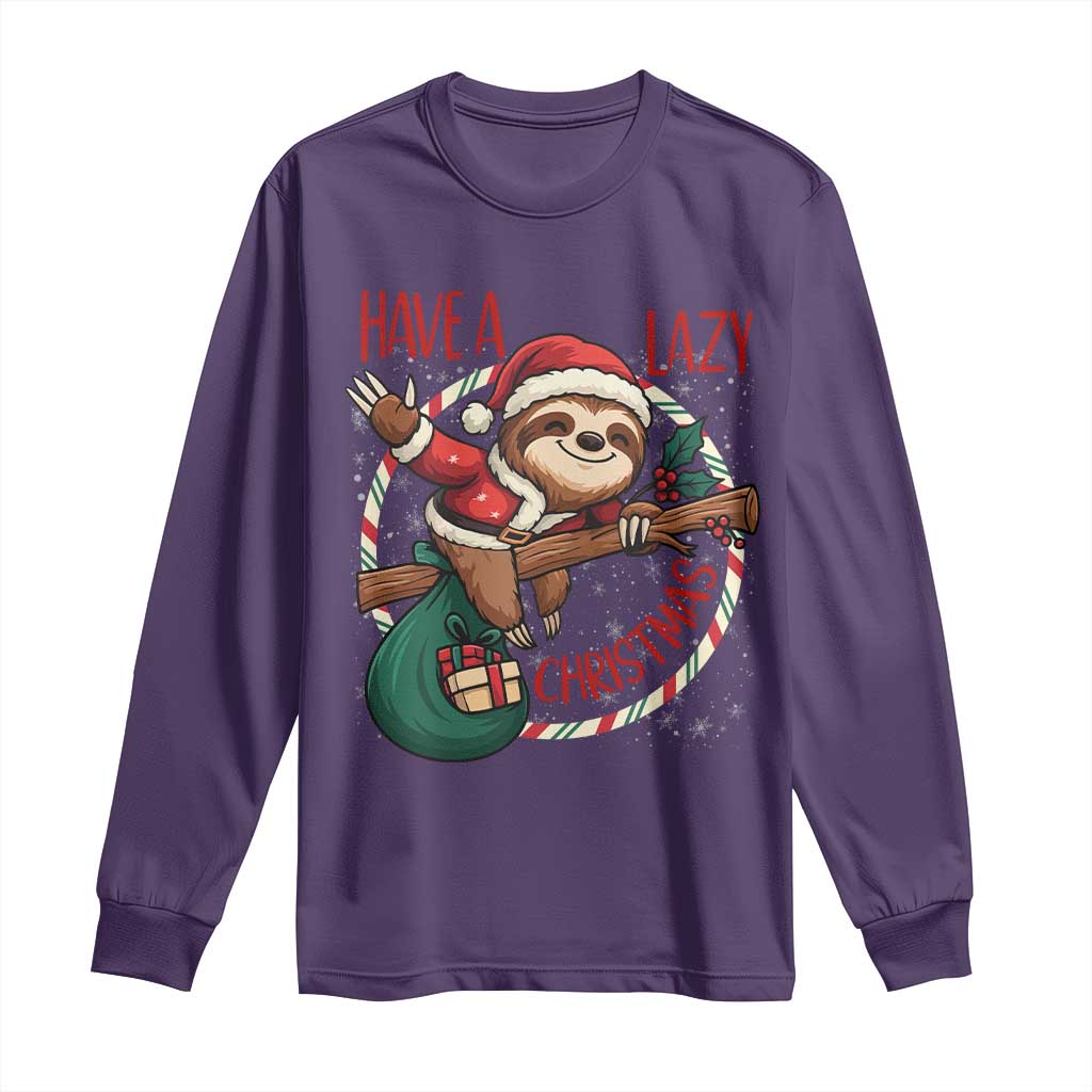 Have A Lazy Christmas Long Sleeve Shirt Cute Xmas Sloth TS12 Purple Print Your Wear