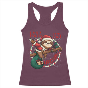 Have A Lazy Christmas Racerback Tank Top Cute Xmas Sloth TS12 Maroon Print Your Wear
