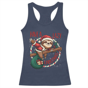 Have A Lazy Christmas Racerback Tank Top Cute Xmas Sloth TS12 Navy Print Your Wear