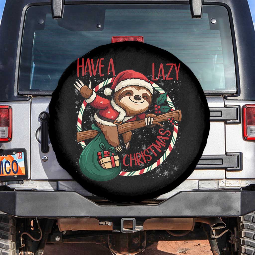 Have A Lazy Christmas Spare Tire Cover Cute Xmas Sloth TS12 No hole Black Print Your Wear