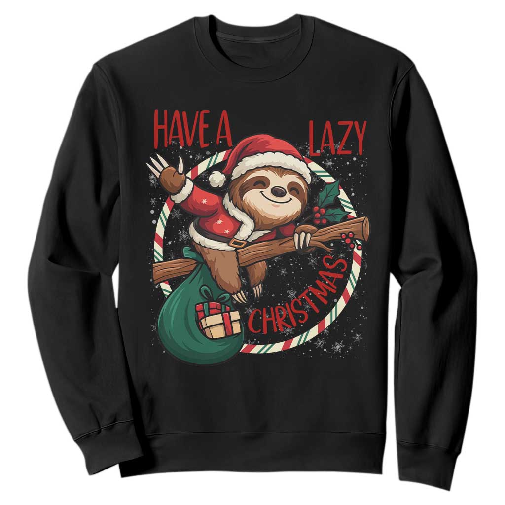 Have A Lazy Christmas Sweatshirt Cute Xmas Sloth TS12 Black Print Your Wear