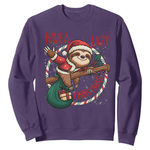 Have A Lazy Christmas Sweatshirt Cute Xmas Sloth TS12 Purple Print Your Wear