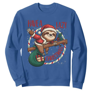 Have A Lazy Christmas Sweatshirt Cute Xmas Sloth TS12 Royal Blue Print Your Wear