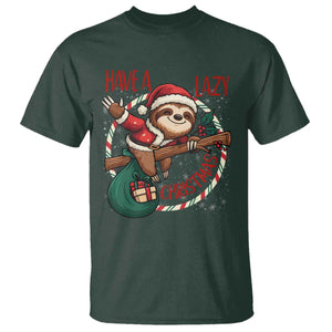 Have A Lazy Christmas T Shirt Cute Xmas Sloth TS12 Dark Forest Green Print Your Wear