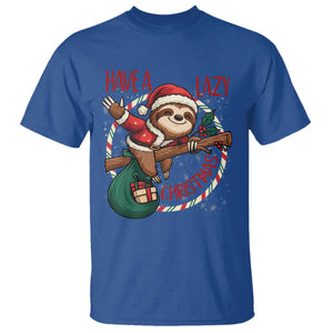 Have A Lazy Christmas T Shirt Cute Xmas Sloth TS12 Royal Blue Print Your Wear