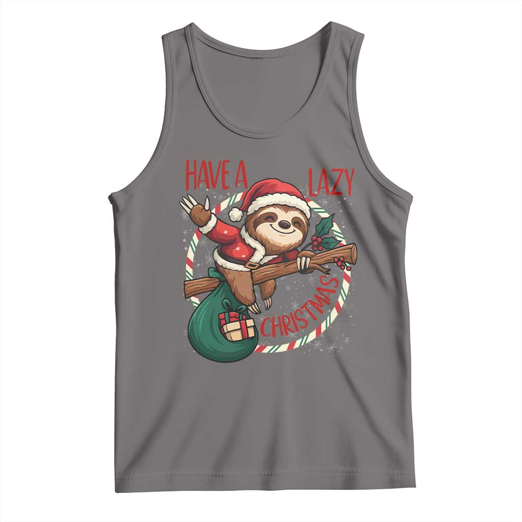 Have A Lazy Christmas Tank Top Cute Xmas Sloth TS12 Deep Heather Print Your Wear