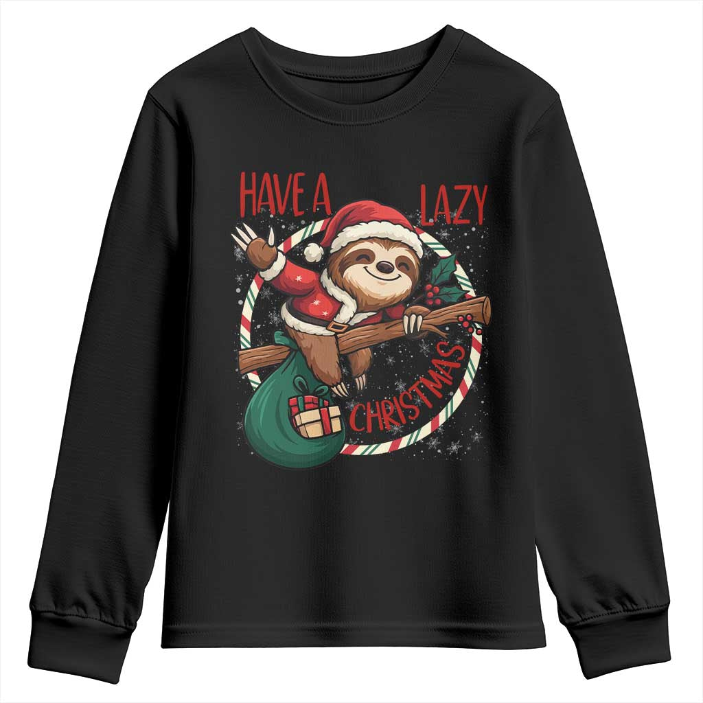 Have A Lazy Christmas Youth Sweatshirt Cute Xmas Sloth TS12 Black Print Your Wear