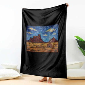 Starry Night Desert Monument Valley Throw Blanket Hogan Home Oil Painting Graphic