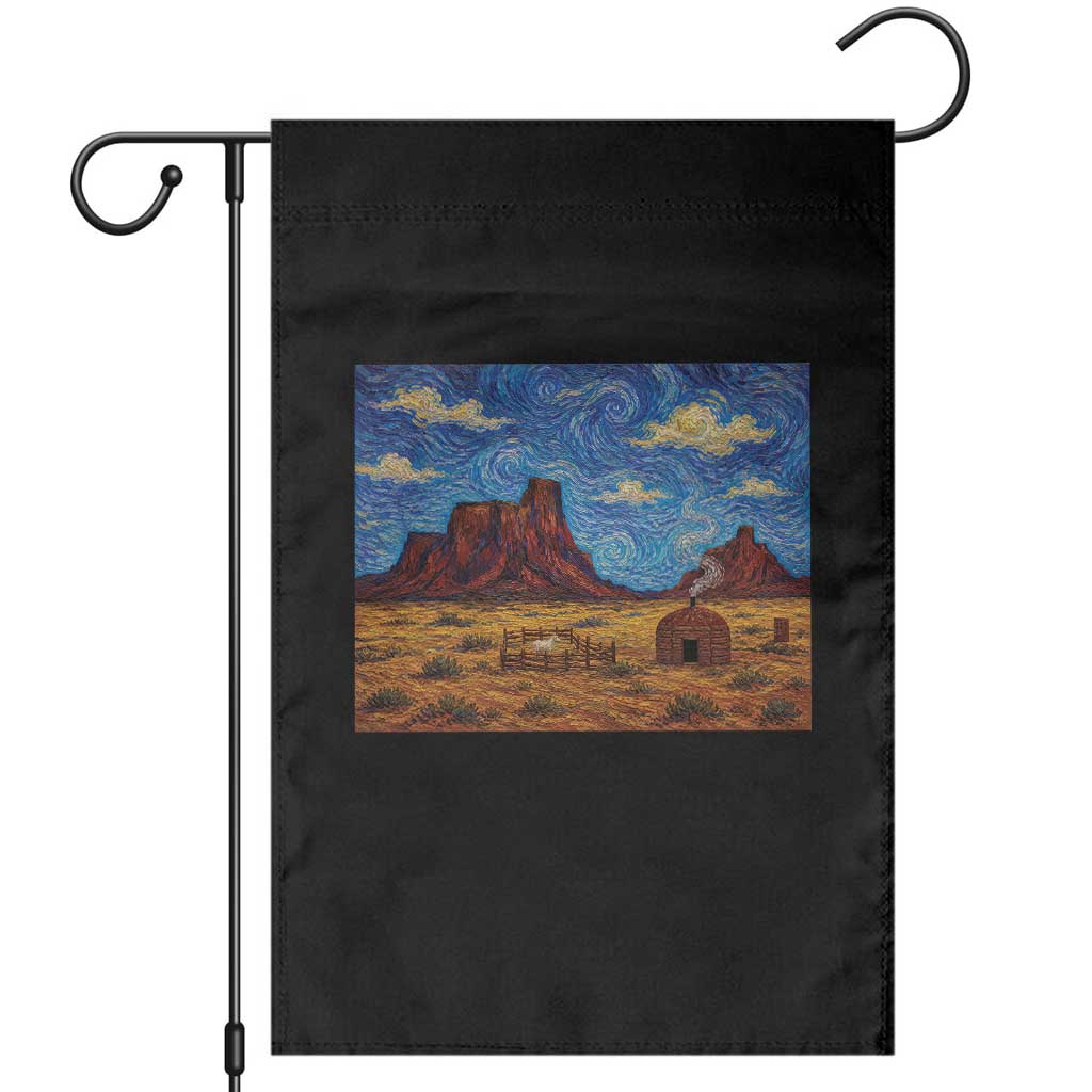 Starry Night Desert Monument Valley Garden Flag Hogan Home Oil Painting Graphic TS12 Black Print Your Wear