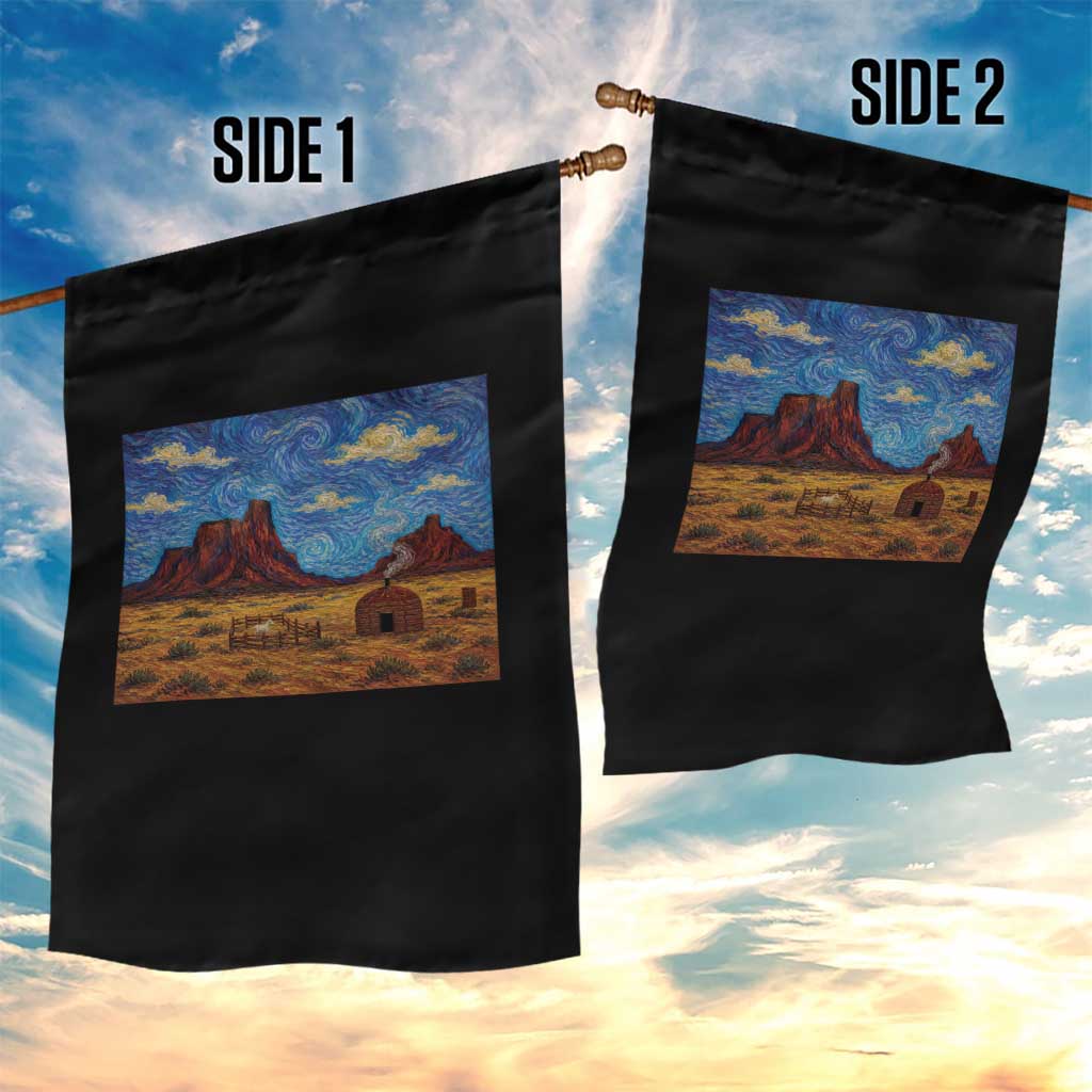 Starry Night Desert Monument Valley Garden Flag Hogan Home Oil Painting Graphic