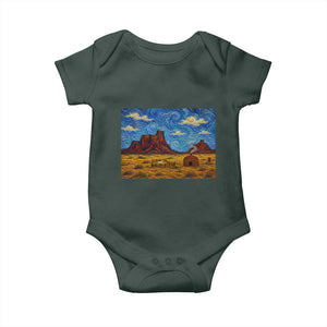 Starry Night Desert Monument Valley Baby Onesie Hogan Home Oil Painting Graphic