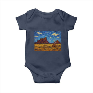 Starry Night Desert Monument Valley Baby Onesie Hogan Home Oil Painting Graphic