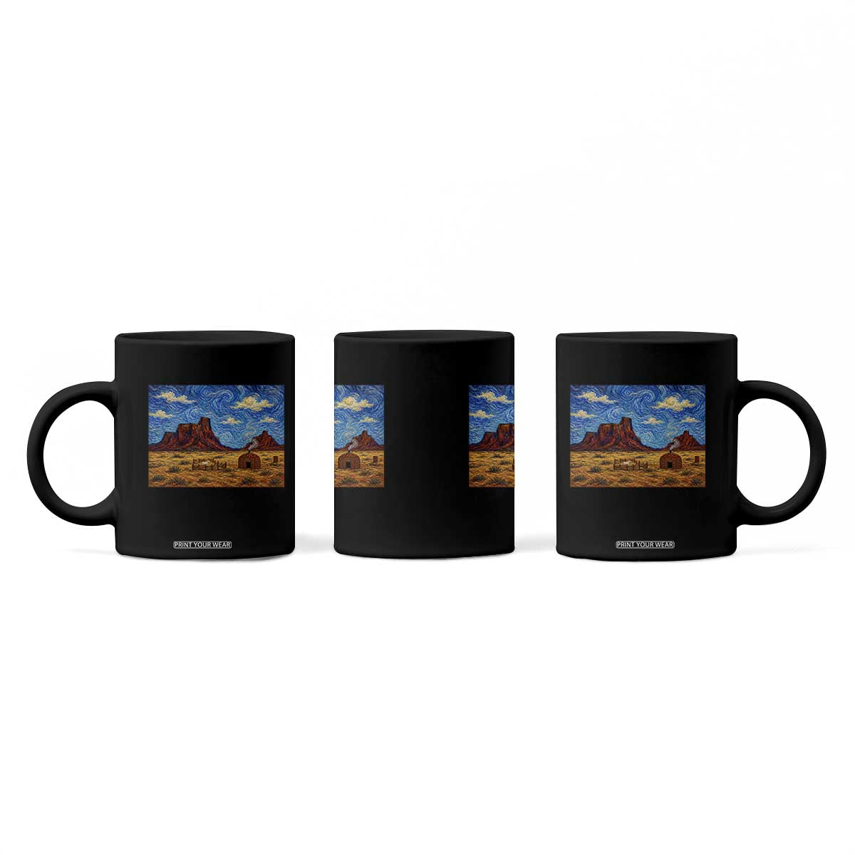 Starry Night Desert Monument Valley Coffee Mug Hogan Home Oil Painting Graphic