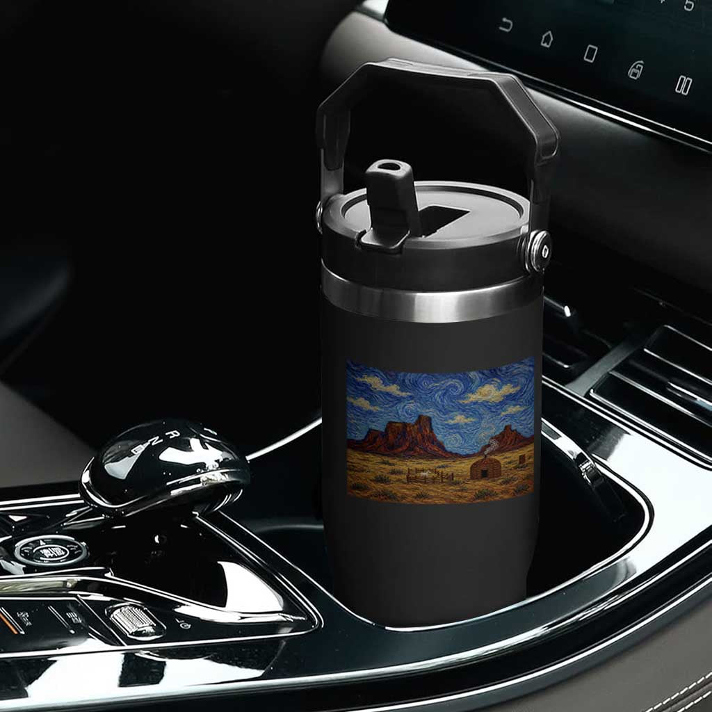 Starry Night Desert Monument Valley Flip Straw Tumbler Hogan Home Oil Painting Graphic