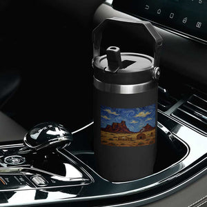 Starry Night Desert Monument Valley Flip Straw Tumbler Hogan Home Oil Painting Graphic