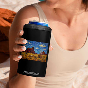 Starry Night Desert Monument Valley 4 in 1 Can Cooler Tumbler Hogan Home Oil Painting Graphic