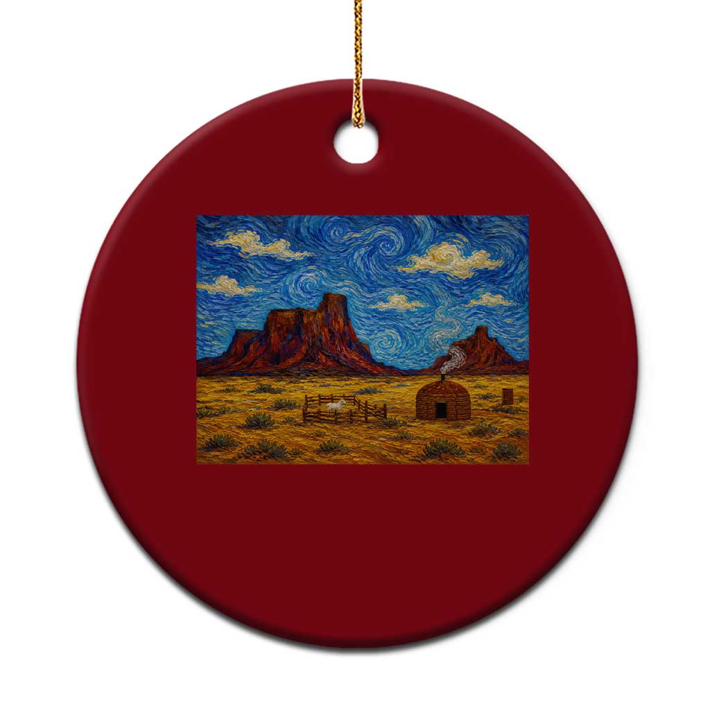 Starry Night Desert Monument Valley Ceramic Ornament Hogan Home Oil Painting Graphic
